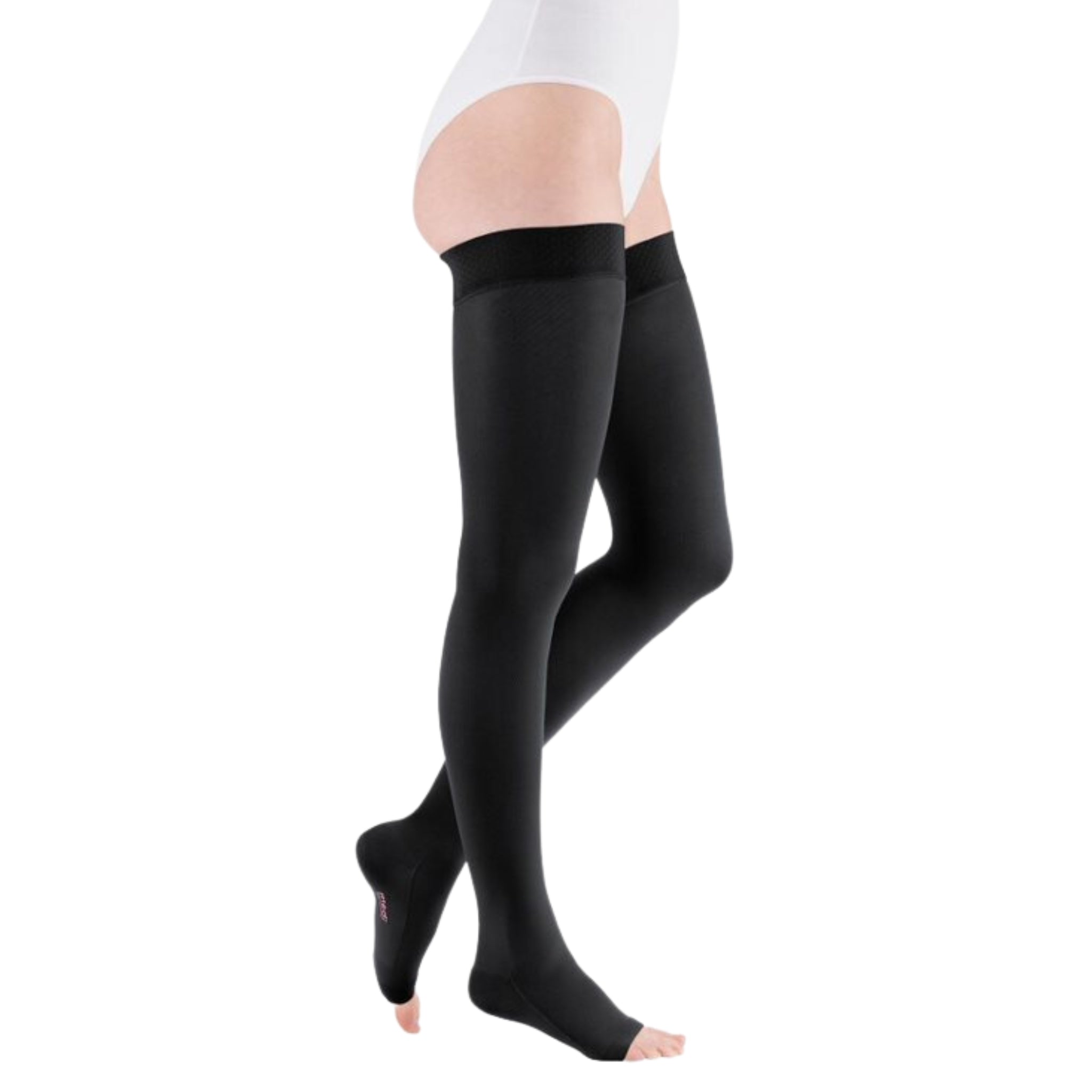 mediven® comfort Thigh High Compression Stockings + Silicone Topband Black