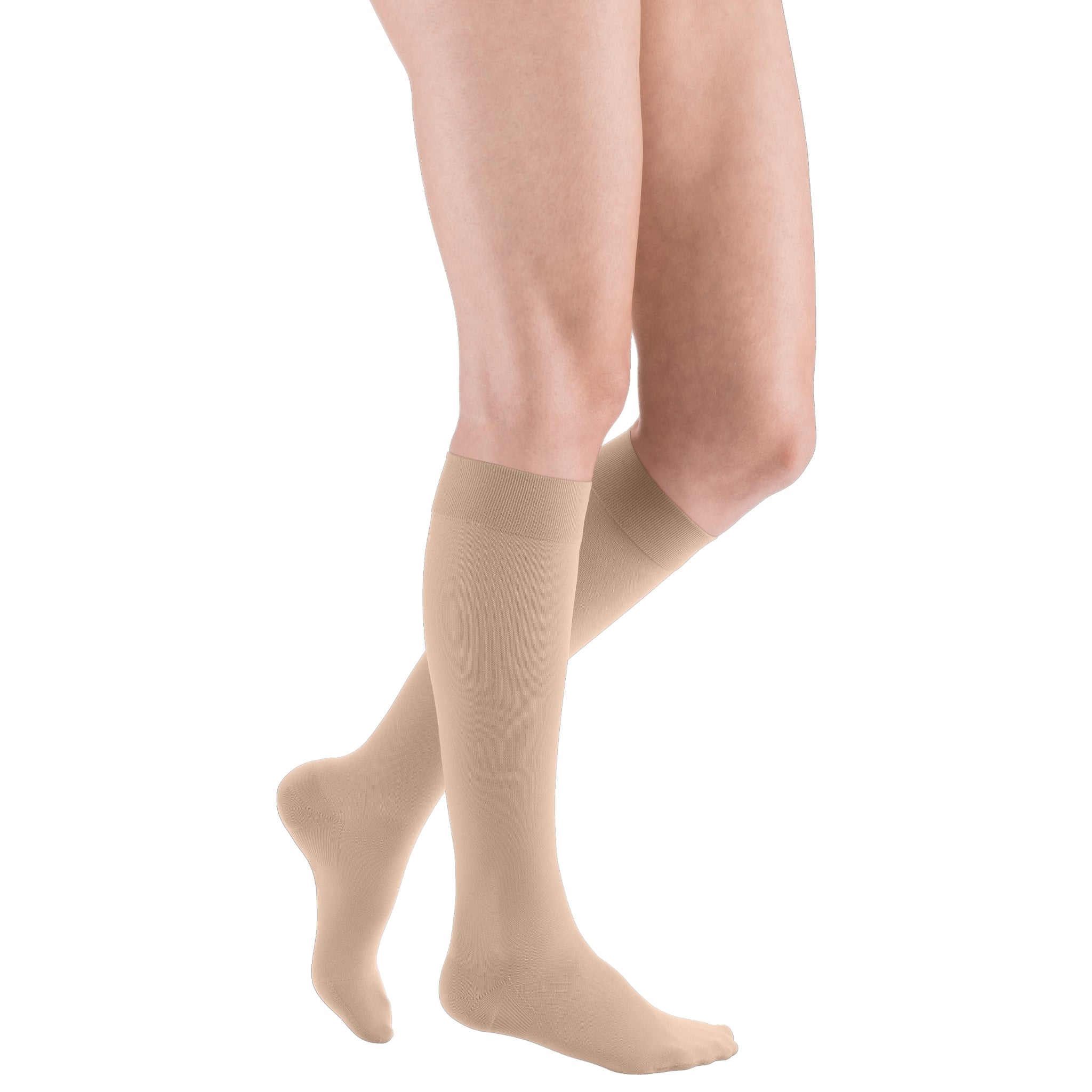 mediven plus® Below Knee Silicone Topband Compression Stockings Beige