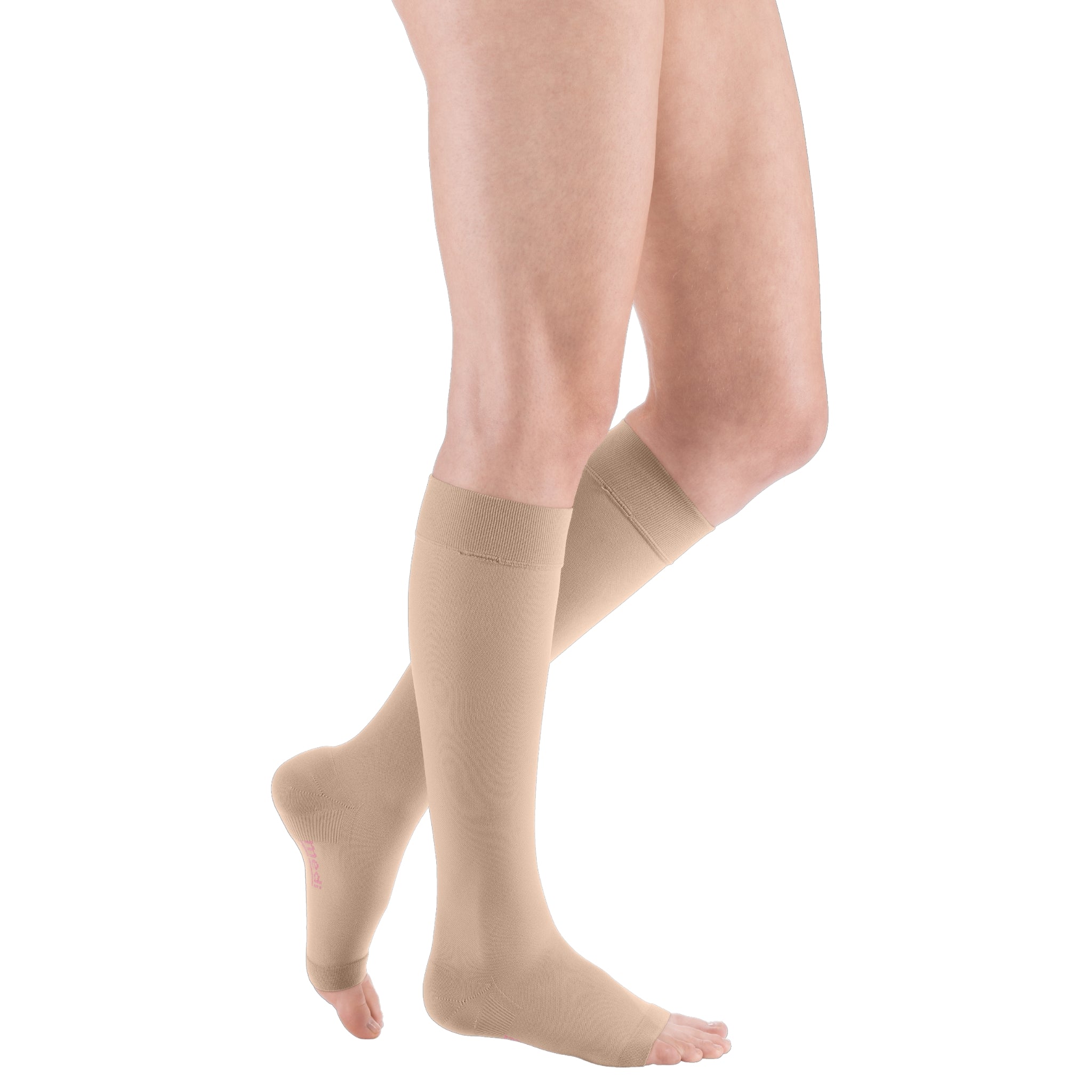 mediven plus® Below Knee Silicone Topband Compression Stockings Beige