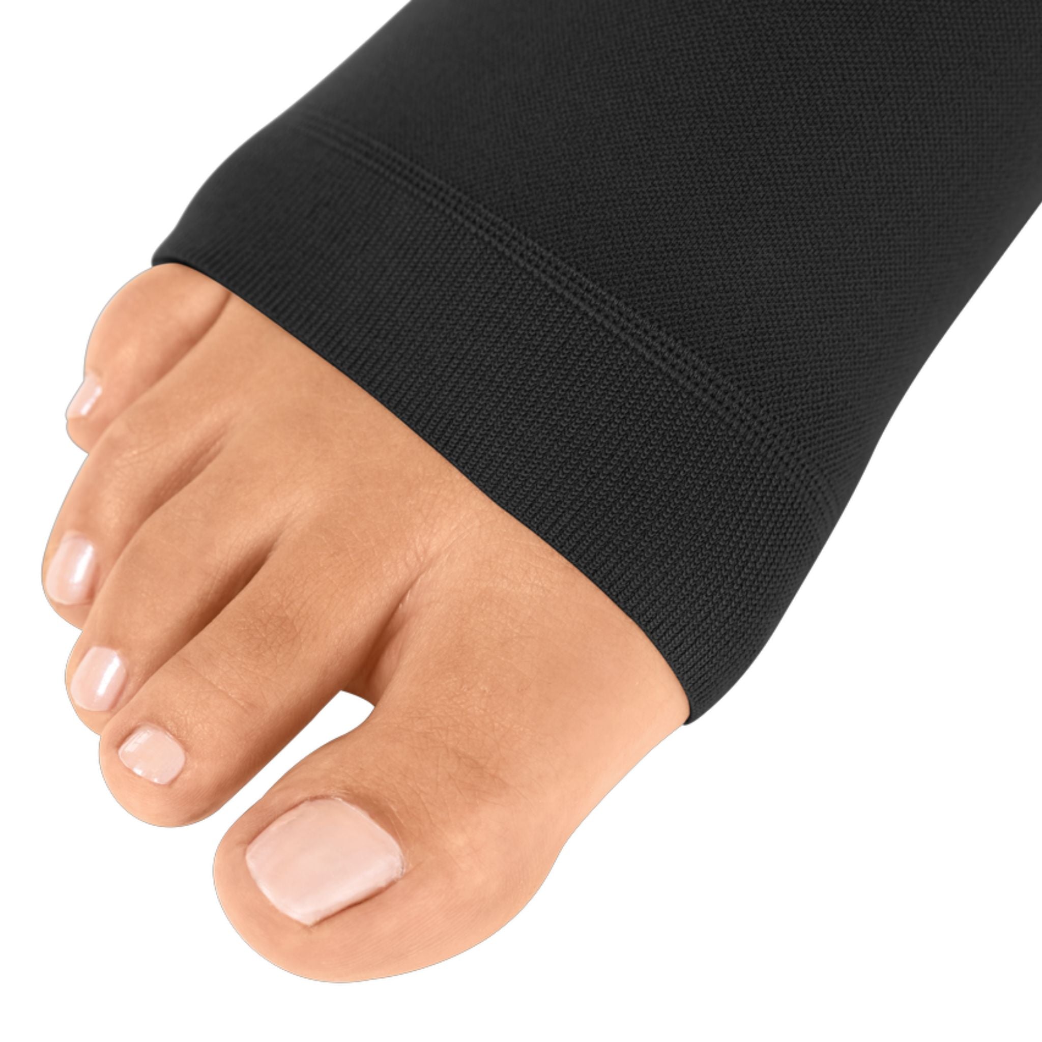 Compression Stockings | Thigh High | Sensitive Topband Wide | Open Toe | Black | mediven cotton