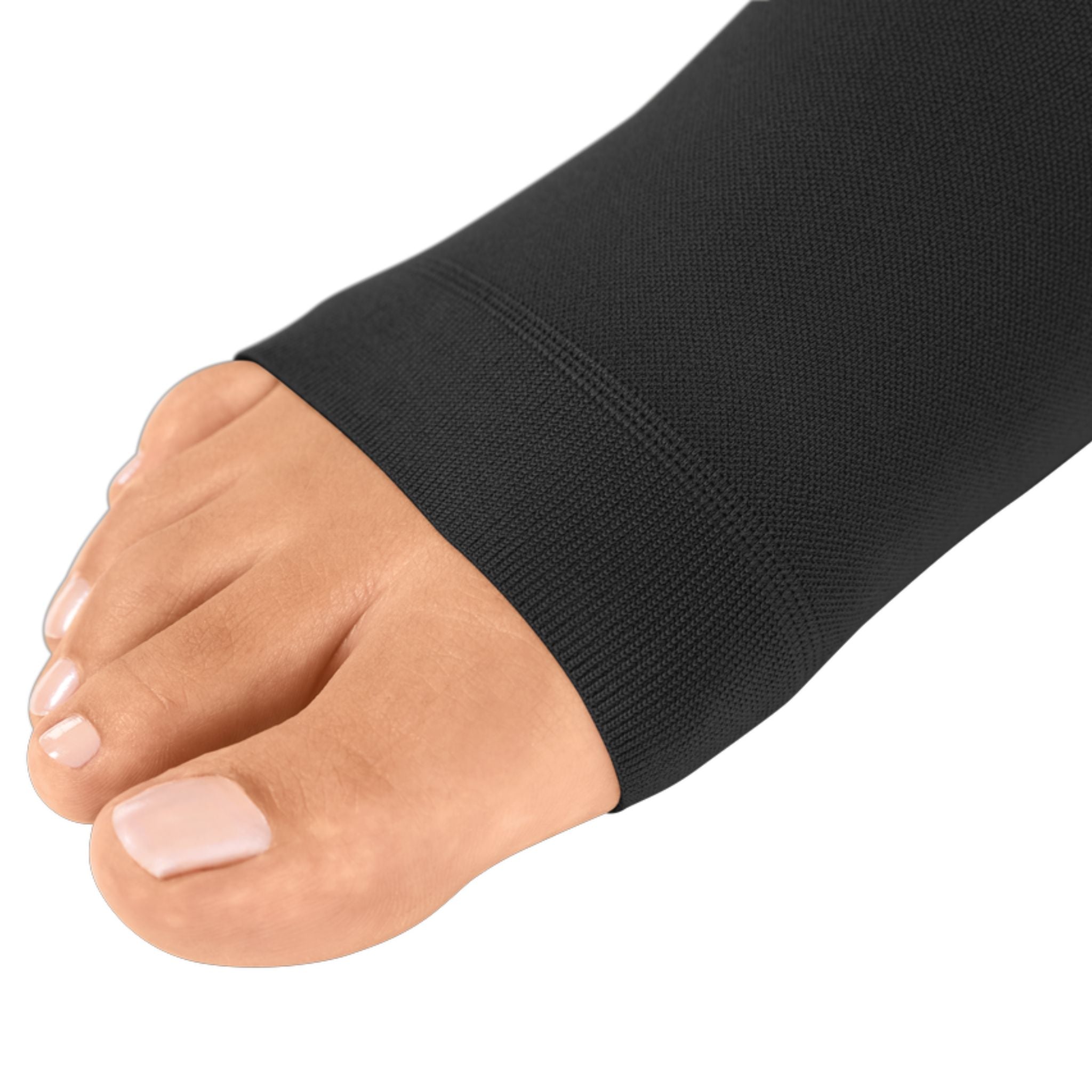 Compression Stockings | Thigh High | Sensitive Topband Wide | Open Toe | Black | mediven cotton