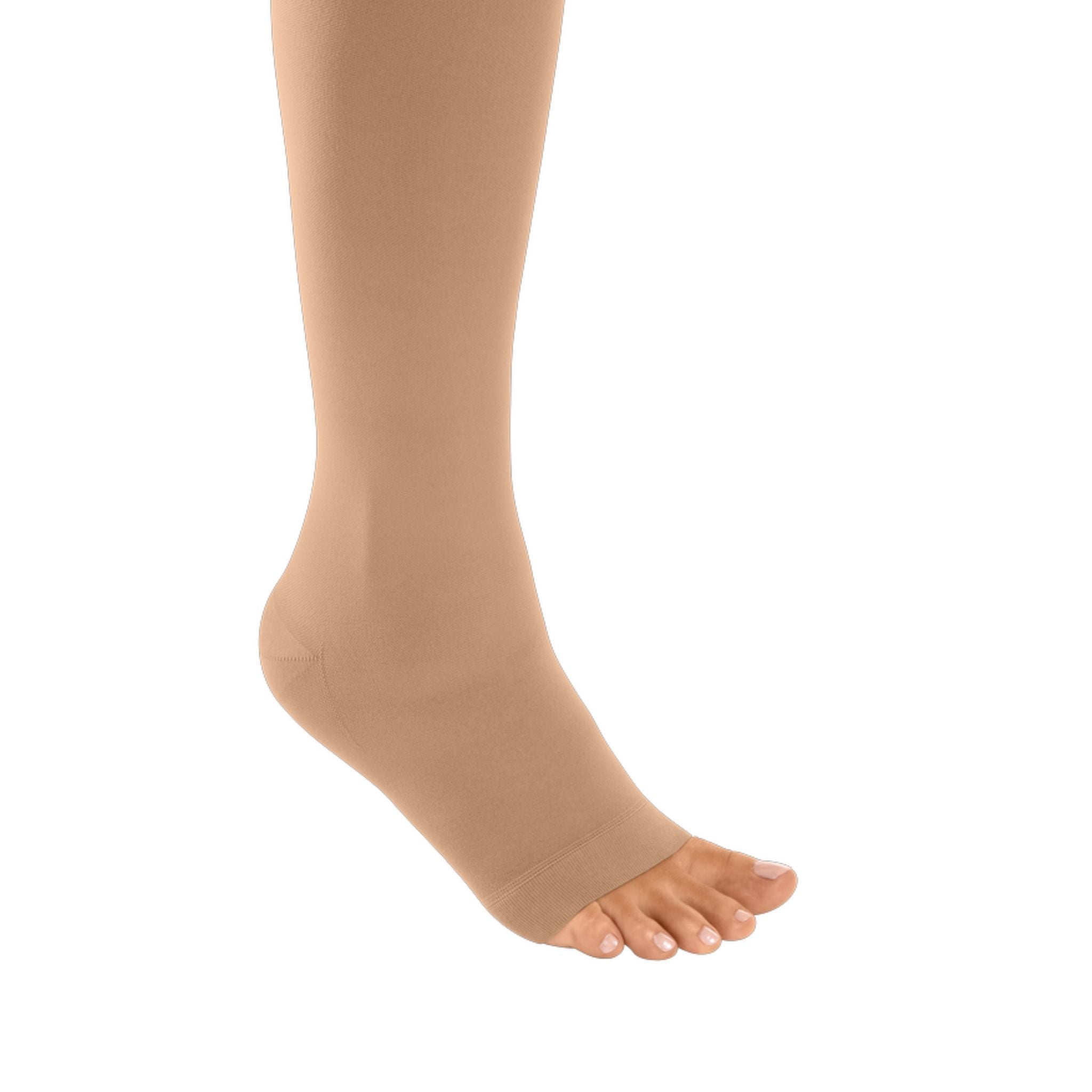 Compression Stockings Thigh High Open Toe Caramel mediven cotton