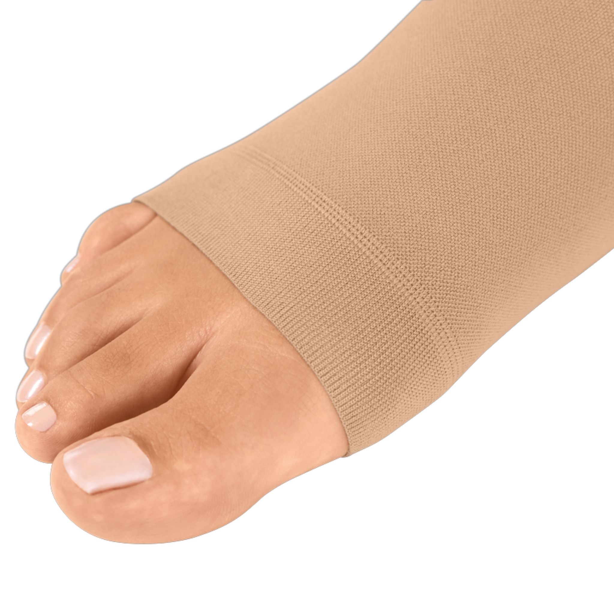 Compression Stockings Thigh High Open Toe Caramel mediven cotton