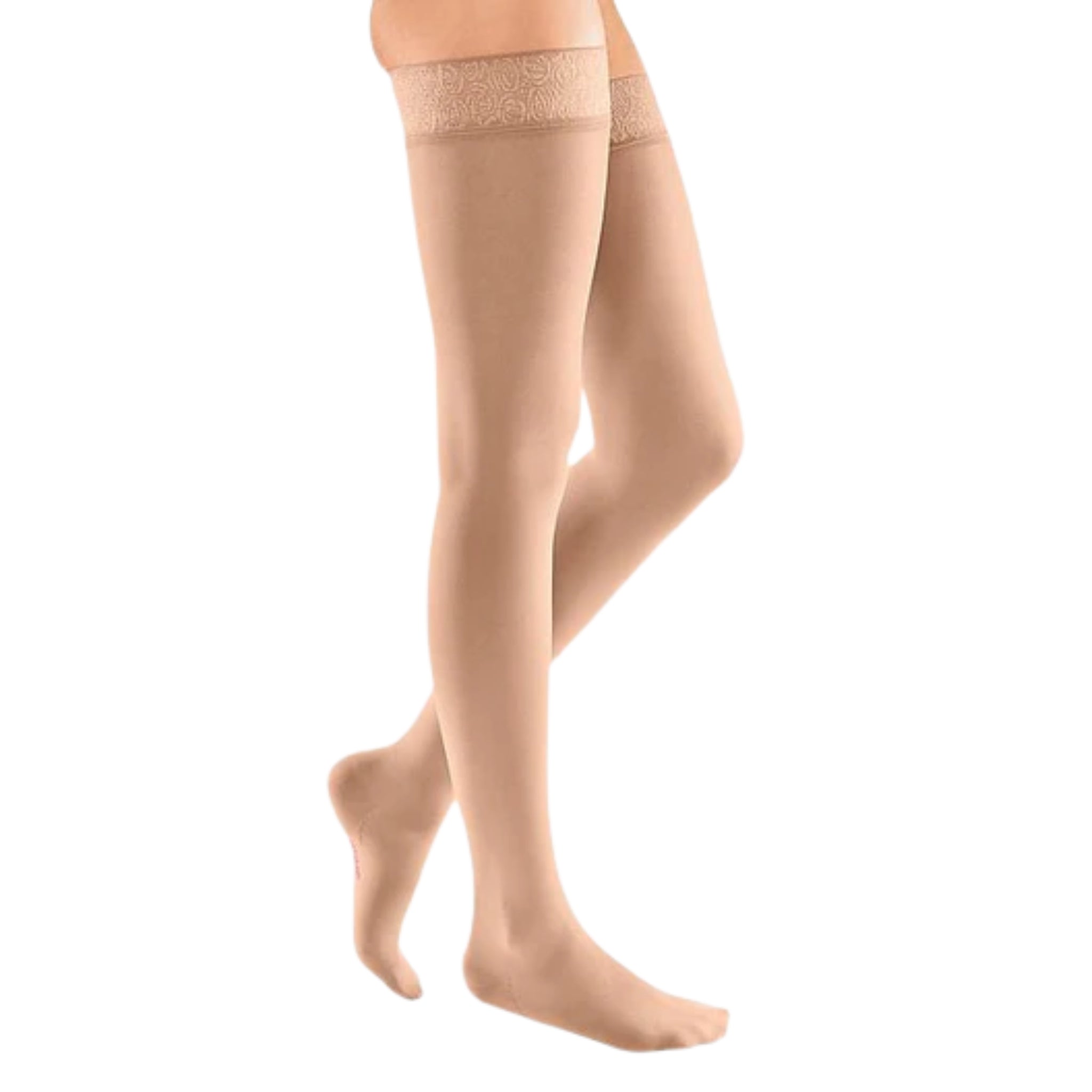 Compression Stockings  Thigh High  Closed Toe I Attractive Topband I Natural I Sheer & Soft
