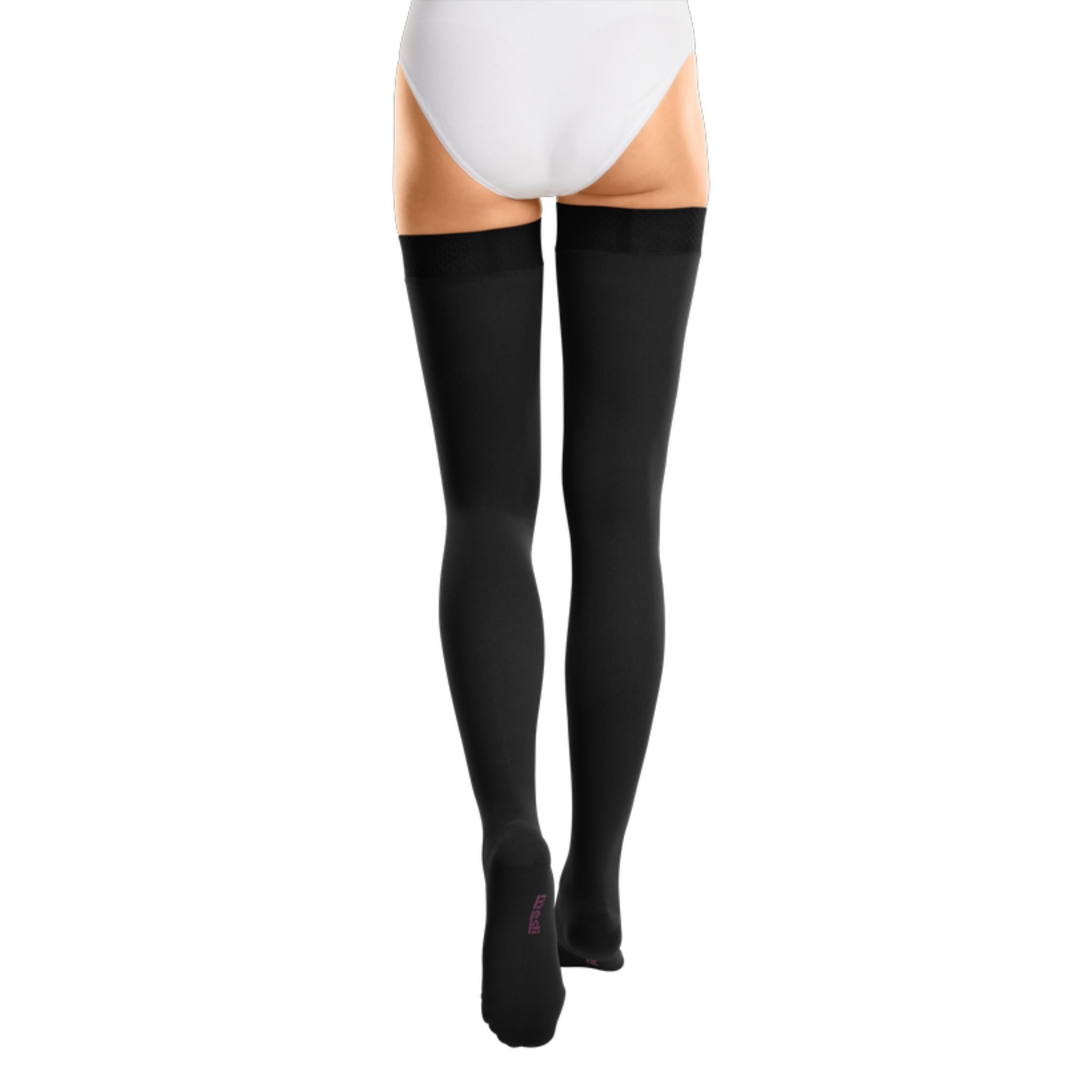 Compression Stockings | Thigh High | Closed Toe | Silicone Topband | Black | mediven cotton
