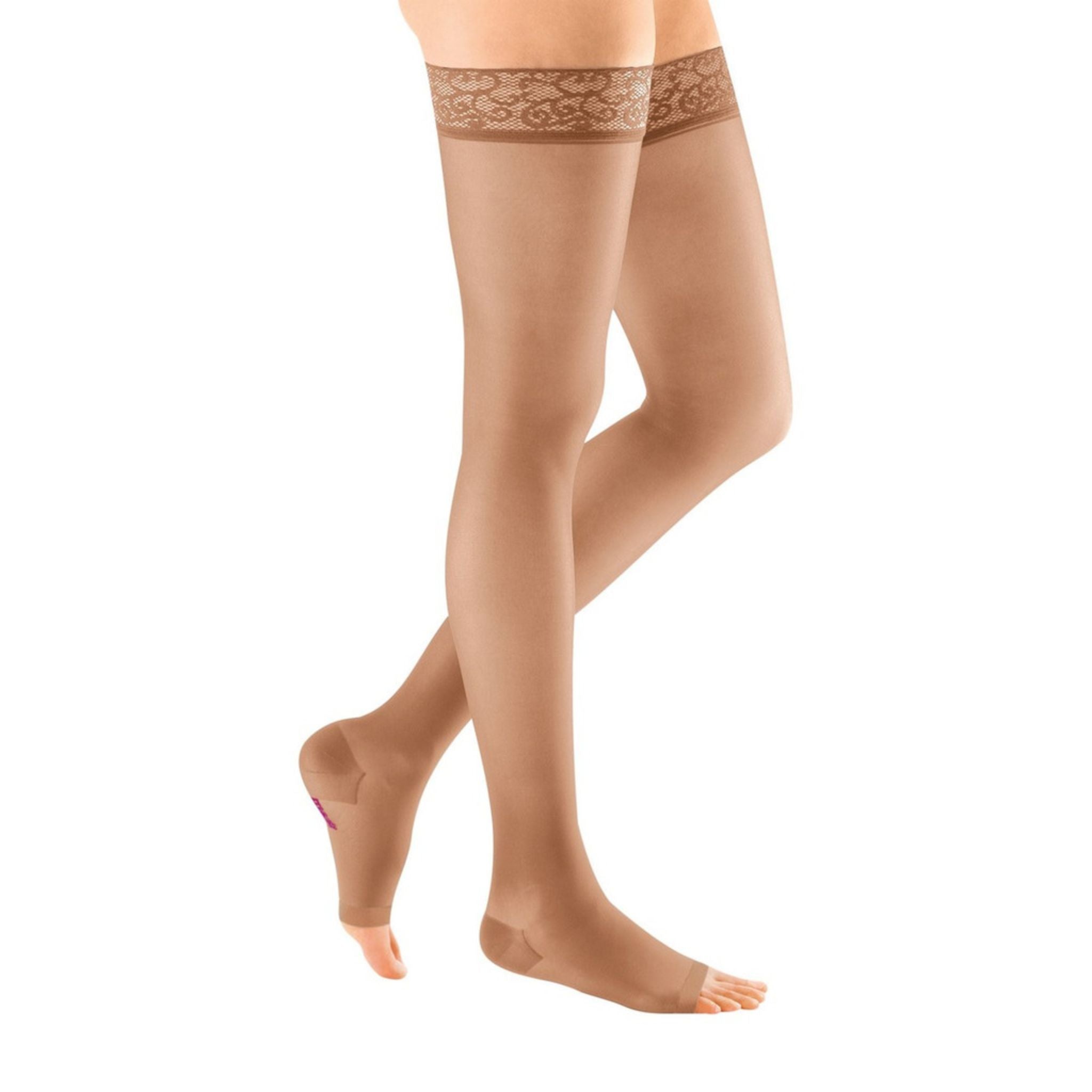 Compression Stockings | Thigh High | Open Toe I Natural