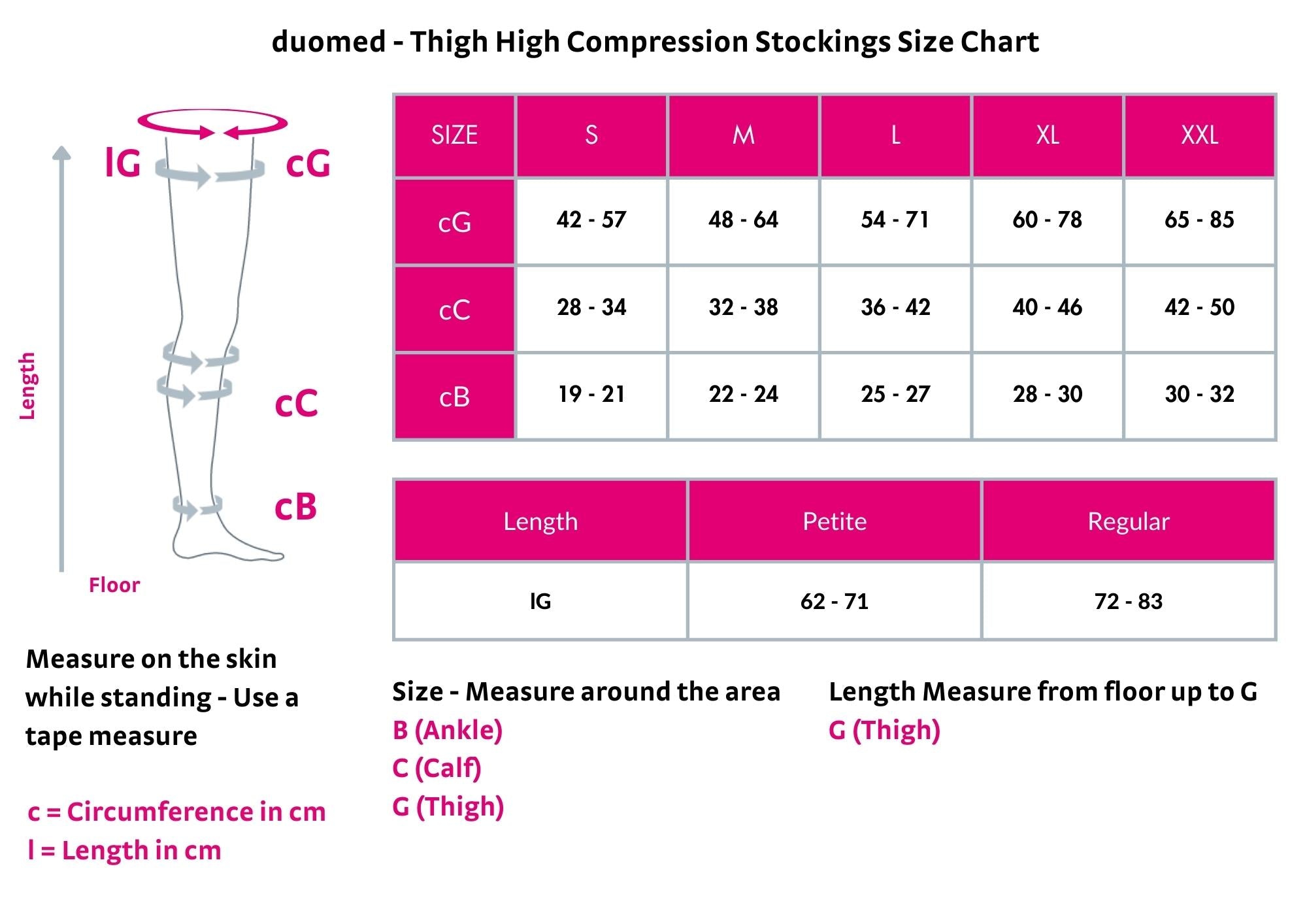 Duomed Compression Stockings Size Guide at Delia Garibay blog