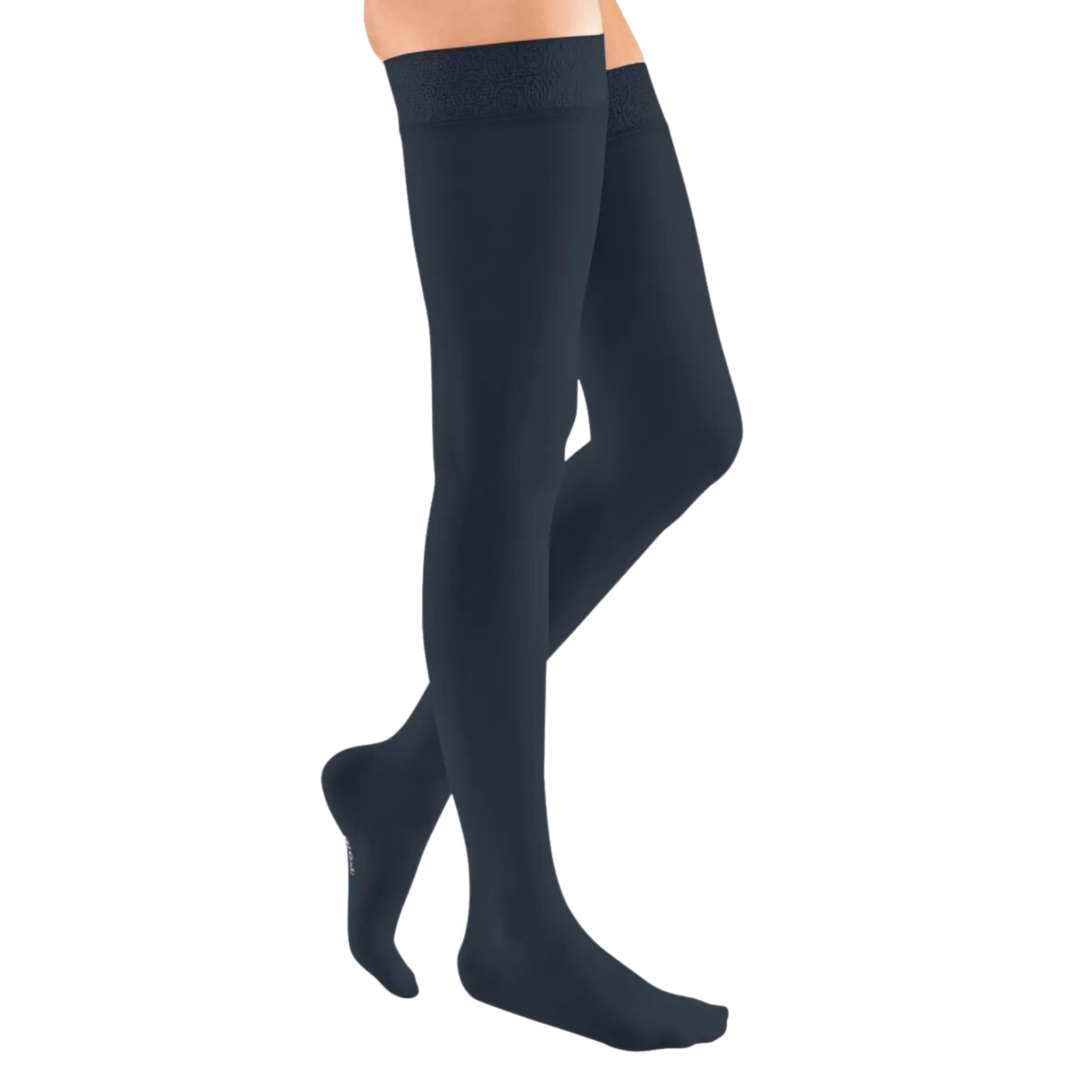 mediven elegance Thigh high Compression Stockings + Silicone Topband Navy