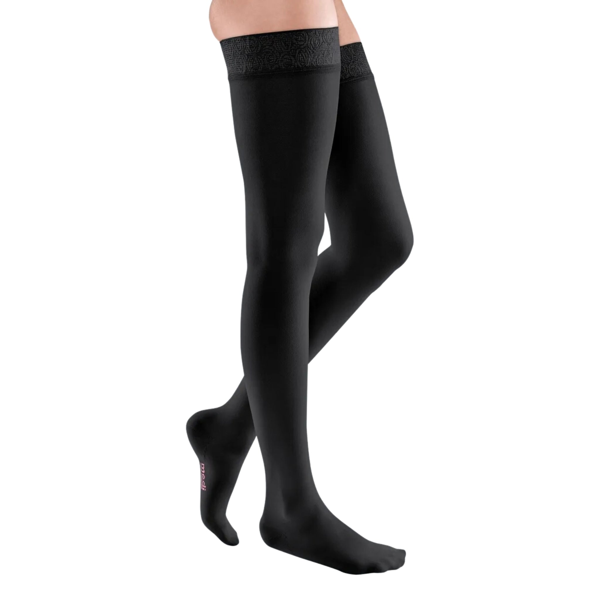 mediven elegance Thigh High Compression Stockings + Silicone Topband Black