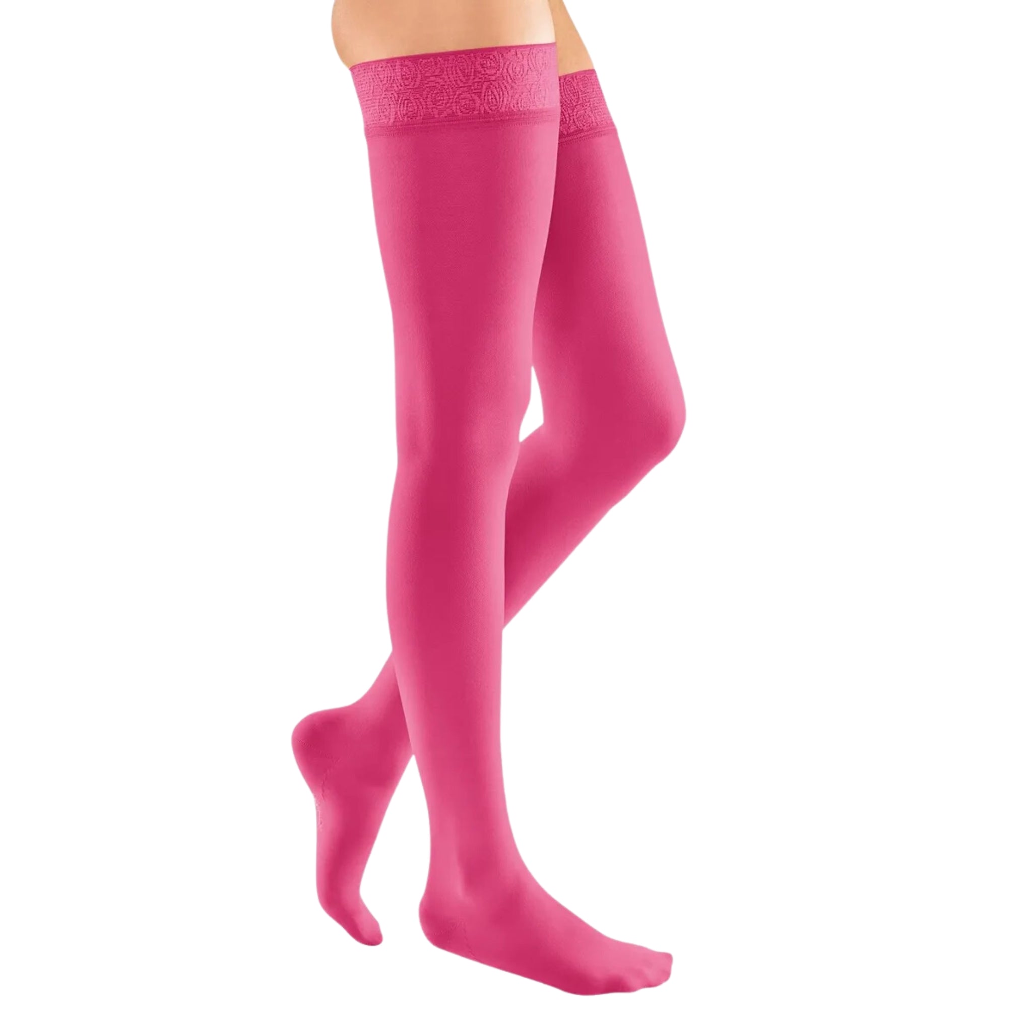 mediven elegance Thigh high Compression Stockings + Silicone Topband Magenta