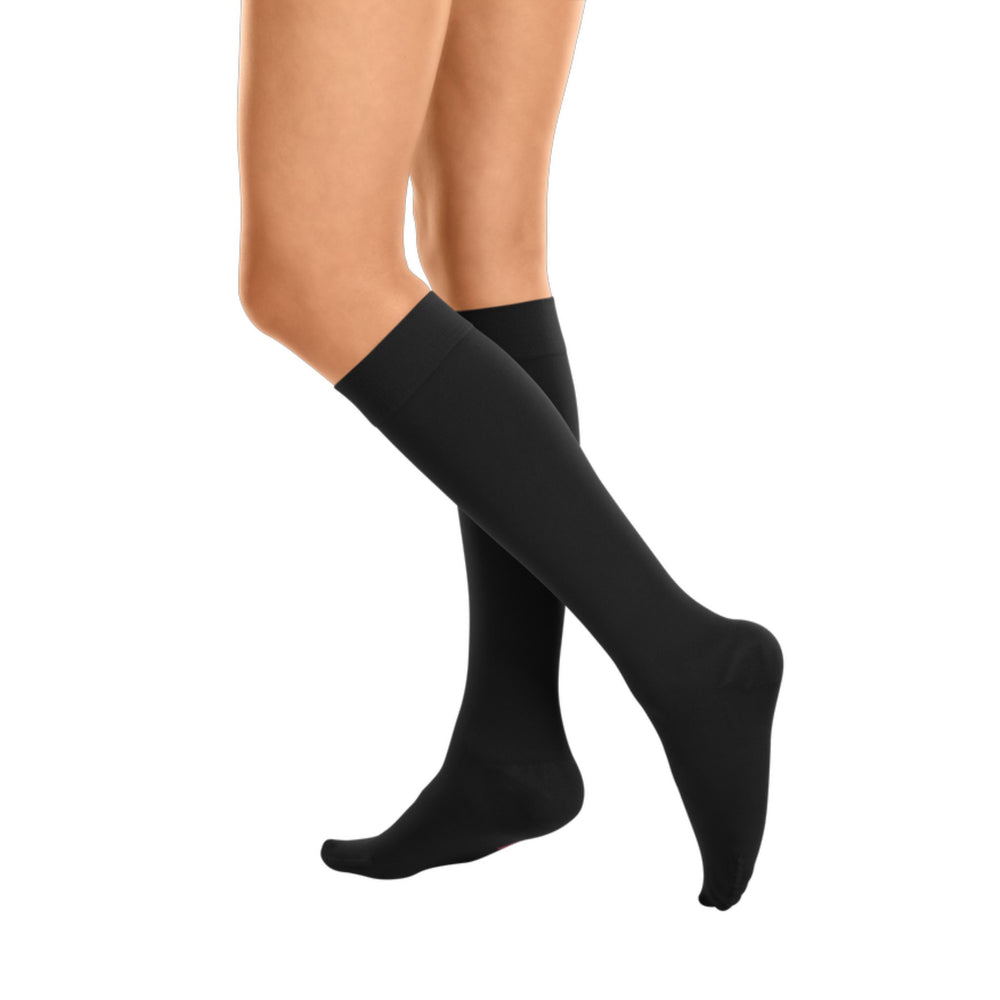 Compression Long Toe mediven®️ cotton Below Knee Compression Stockings Closed Toe Black