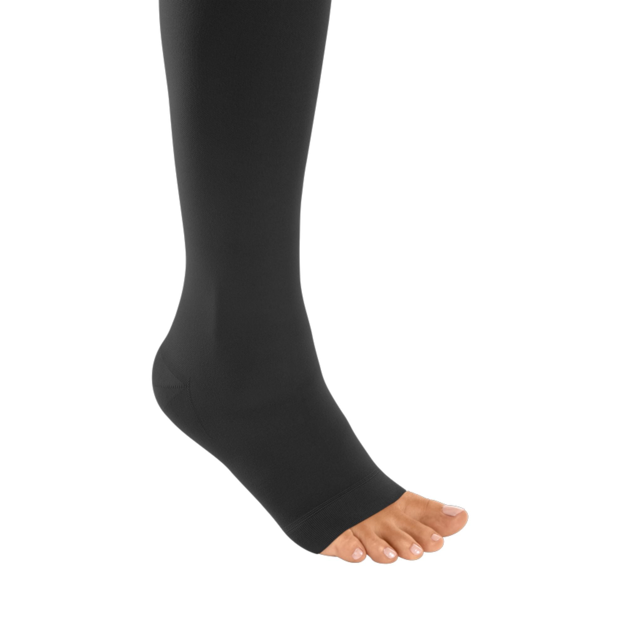 Compression Stockings  Thigh High  Open Toe  Sensitive Topband  Black  mediven cotton