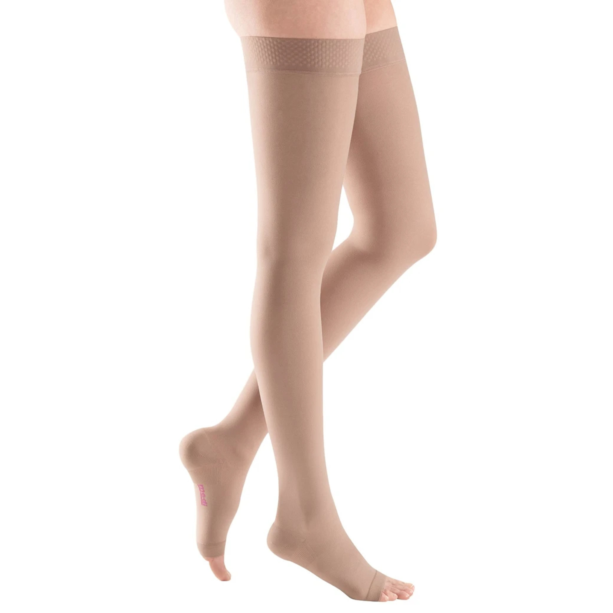 mediven®️ Plus Thigh High Compression Stocking + Silicone Topband Beige